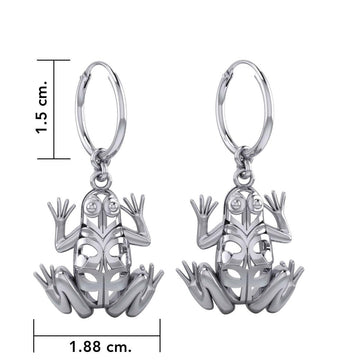 Knotwork Frog Silver Hoop Earrings TER2096 - Jewelry